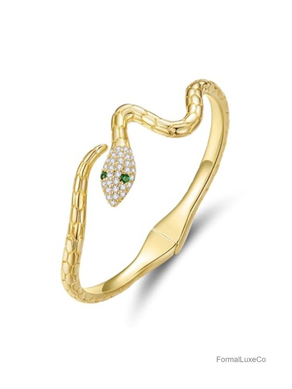 Adjustable Open Cuff Snake Bangle Bracelet, Gold Plated, Chunky, Hypoallergenic